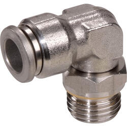 Elbow push-in fitting M-Push 230 stainless steel design with cylindrical male thread, swivelling