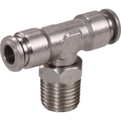 T-push-in fitting M-Push 230 stainless steel design with tapered male thread, swivelling