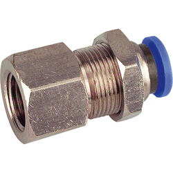Straight bulkhead-push-in fitting M-Push 120 brass design nickel-plated with female thread