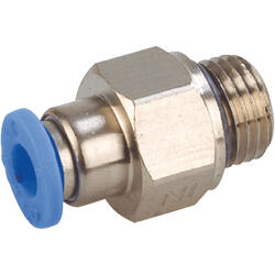 Straight lock-push-in fitting brass design nickel-plated with cylindrical male thread