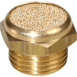 Silencer brass design and sintered bronze with cylindrical male thread
