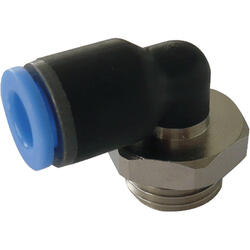 Elbow push-in fitting M-Push 120 polymer design with cylindrical male thread, swivelling
