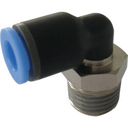 Elbow push-in fitting M-Push 120 polymer design with tapered male thread, swivelling