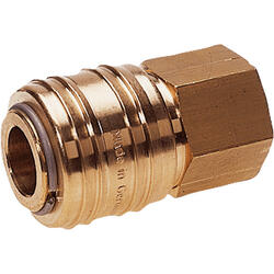 Quick coupling socket shutting off on one side nominal size 7,2 brass design with female thread