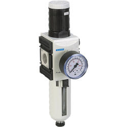 Filter regulator series ProBloc 4 with manual/semi-automatic condensate drain and pressure gauge