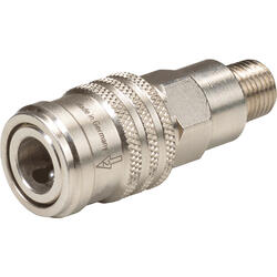 Safety exhaust coupling nominal size 7,8 brass design nickel-plated with male thread