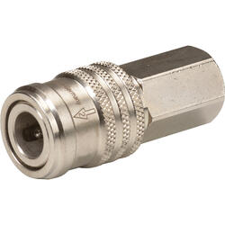 Safety exhaust coupling nominal size 7,8 brass design nickel-plated with female thread