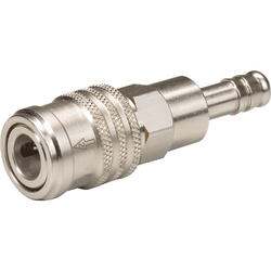 Safety exhaust coupling nominal size 7,8 brass design nickel-plated with tube coupling