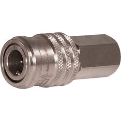 Safety exhaust coupling nominal size 10 brass design nickel-plated with female thread