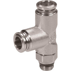 Elbow-threaded push-in fitting M-Push 220 brass design nickel-plated with tapered male thread, swivelling