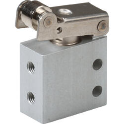 3/2-way micro-roller lever valve in NC-design, monostable with spring return