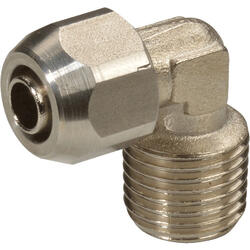 Elbow quick connector stainless steel design with tapered male thread