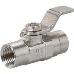2/2-way stainless steel ball valve in one-piece design with female Rp thread