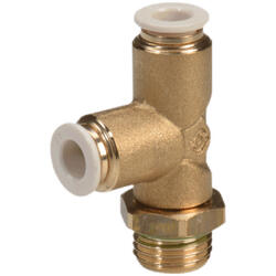 Elbow-threaded push-in fitting M-Push 245 brass design with cylindrical male thread, swivelling