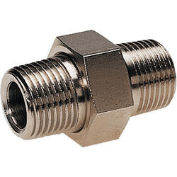 Double nipple brass design nickel-plated with tapered male thread, detachable