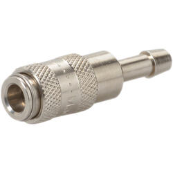Quick coupling socket shutting off on one side nominal size 2,7 brass design nickel-plated with tube coupling