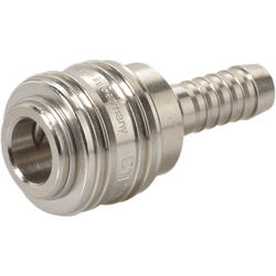 Quick coupling socket shutting off on one side nominal size 7,2 brass design nickel-plated with tube coupling