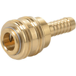 Quick coupling socket shutting off on one side nominal size 7,2 brass design with tube coupling