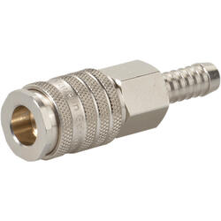 Quick coupling socket shutting off on one side nominal size 7,8 brass design nickel-plated with tube coupling
