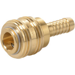 Quick coupling socket shutting off on both sides nominal size 7,2 brass design with tube coupling