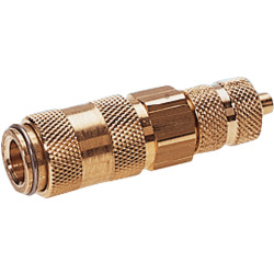 Quick coupling socket shutting off on one side nominal size 2,7 brass design with quick connector connection