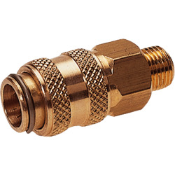 Quick coupling socket shutting off on one side nominal size 5 brass design with male thread