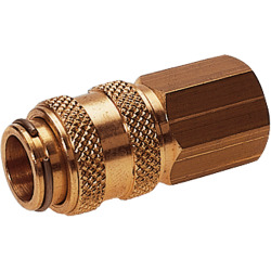 Quick coupling socket shutting off on one side nominal size 5 brass design with female thread