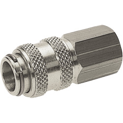 Quick coupling socket shutting off on one side nominal size 5 brass design nickel-plated with female thread