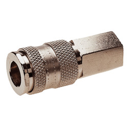 Quick coupling socket shutting off on one side nominal size 7,8 brass design nickel-plated with female thread