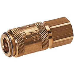 Quick coupling socket shutting off on both sides nominal size 2,7 brass design with female thread