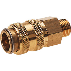 Quick coupling socket shutting off on both sides nominal size 5 brass design with male thread