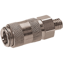 Quick coupling socket shutting off on one side nominal size 2,7 stainless steel design with male thread