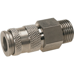Quick coupling socket shutting off on one side nominal size 7,8 stainless steel design with male thread
