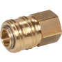 Quick coupling socket shutting off on both sides nominal size 7,2 brass design with female thread
