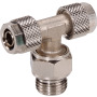 T-quick connector brass design nickel-plated with cylindrical male thread and o-ring, swivelling