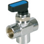 3-way ball valve brass design chromed with 180° rotatable toggle in L-and T-design with female G-thread