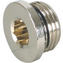 Plug screw brass design nickel-plated with cylindrical male thread, internal hexagon and o-ring
